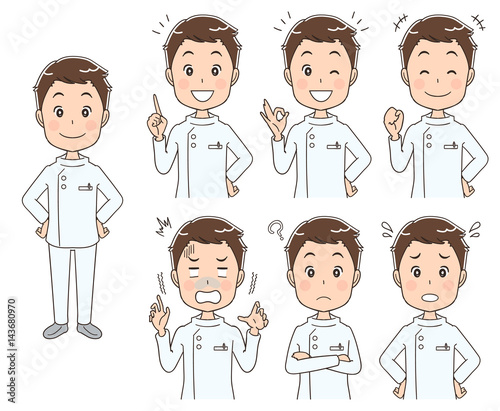 男性看護師のイラスト（セット 全身）