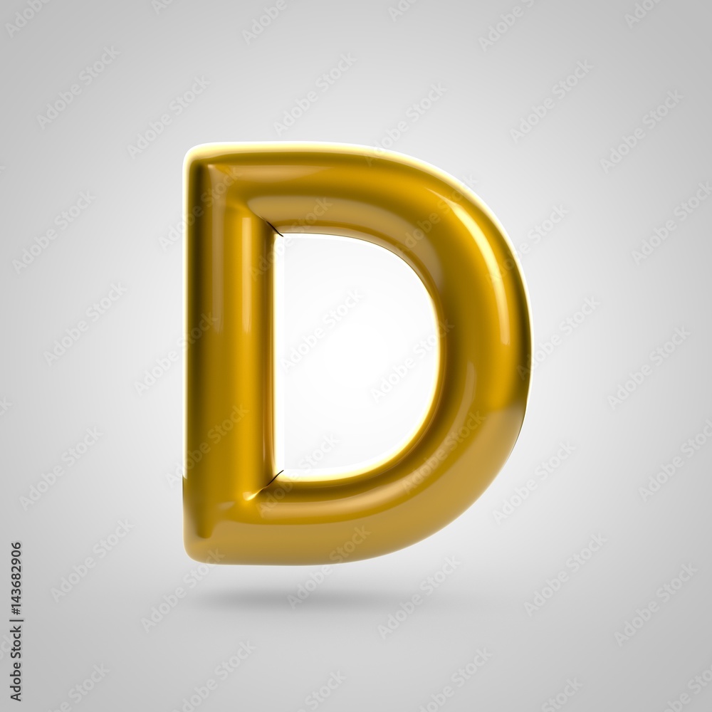Metallic paint golden letter D uppercase Metallic paint golden letter D uppercase