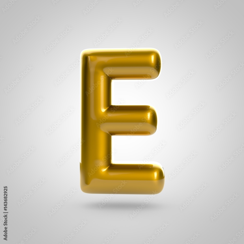 Metallic paint golden letter E uppercase