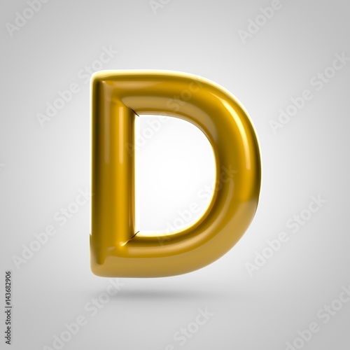 Metallic paint golden letter D uppercase