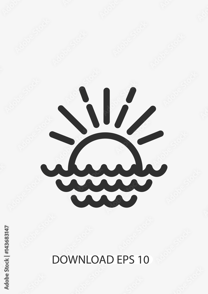 Obraz premium Sunset icon, Vector