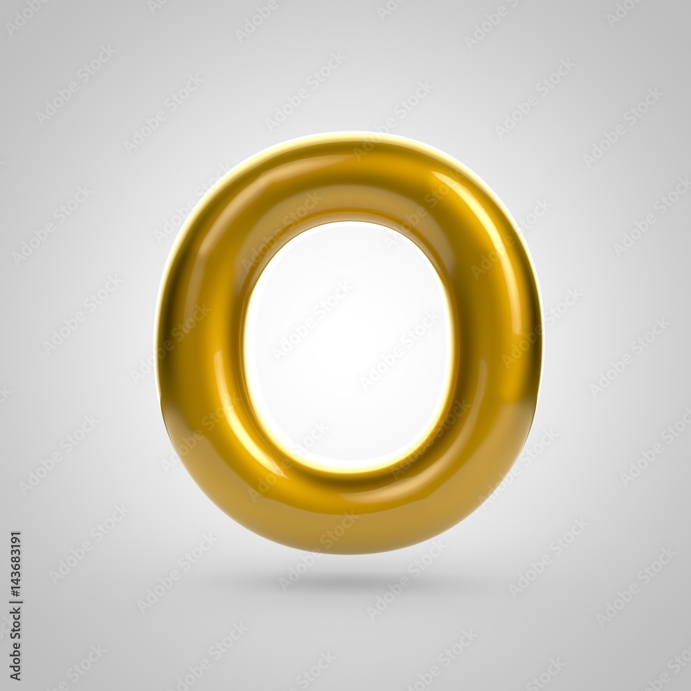 Metallic paint golden letter O uppercase Metallic paint golden letter O uppercase
