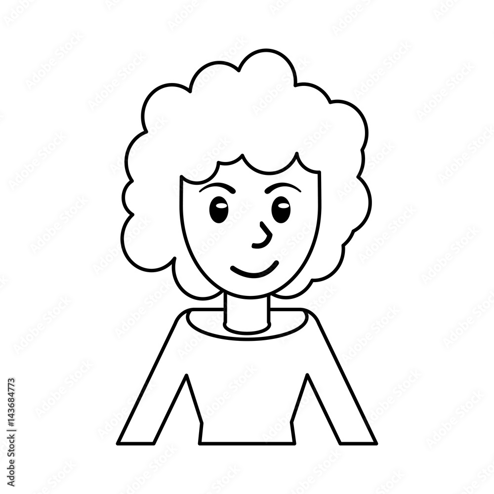 outlined portrait woman female smile vector illustration eps 10