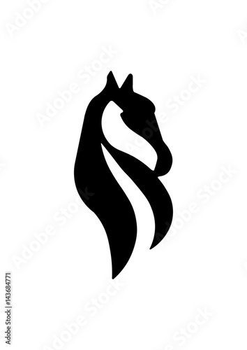 Horse head with long horshair icon, Vector