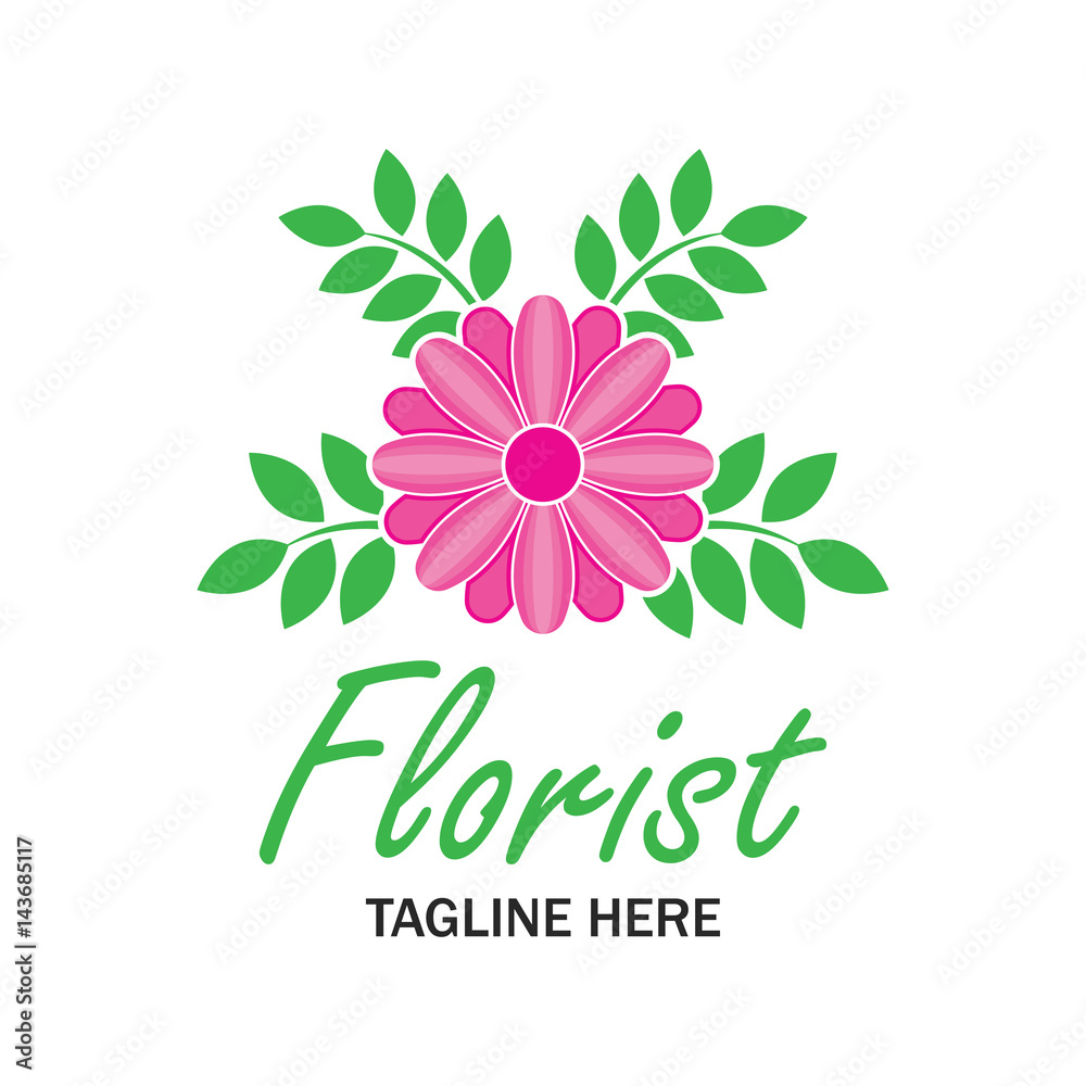 florist logo with text space for your slogan / tagline, vector illustration Stock Vector Adobe