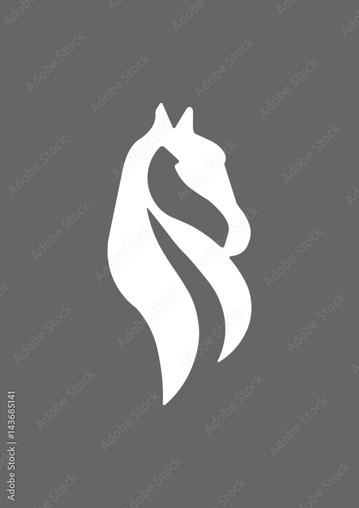 Horse head with long horshair icon, Vector Horse head with long horshair icon, Vector