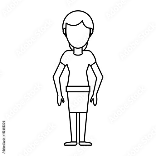 outlined woman girl avatar image vector illustration eps 10