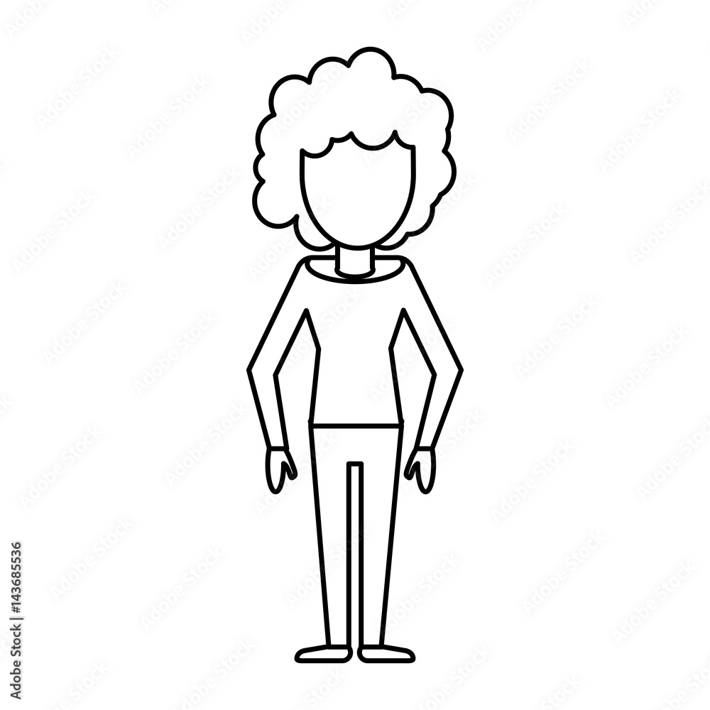 outlined woman girl avatar image vector illustration eps 10