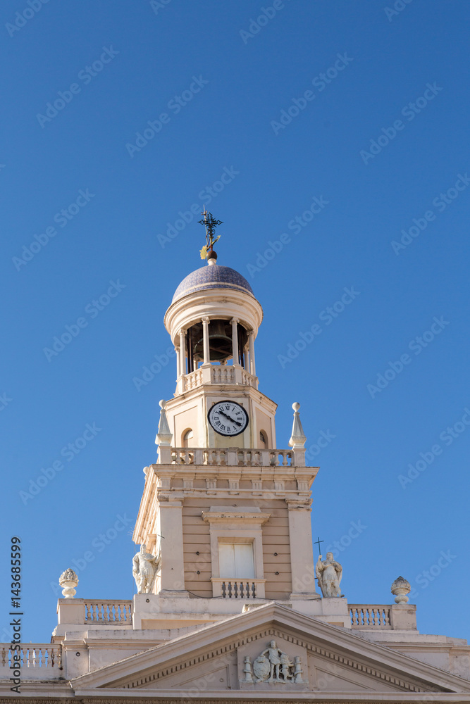 Clock and Bell Tower on Cadiz Church