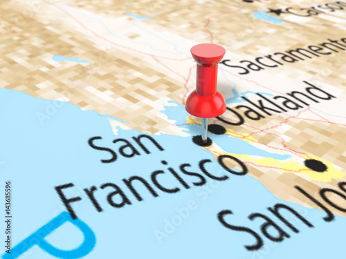 Canvas Print Pushpin on San Francisco map