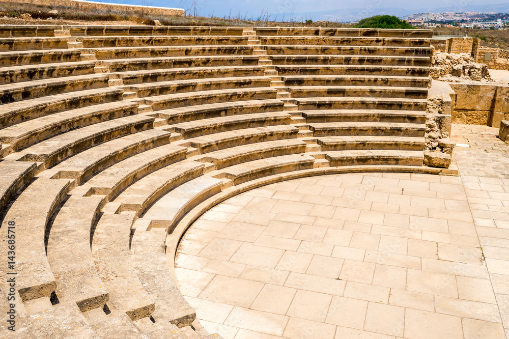 amphitheater of the open-air stone in Paphos, Cyprus, 2016