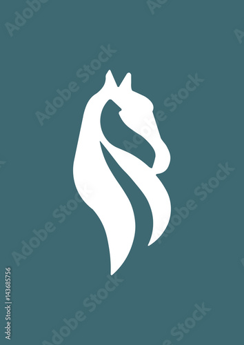 Horse head with long horshair icon, Vector