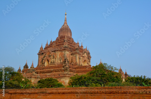 Beautiful view of the Htilominlo Temple at sunrise in Bagan archeological zone, Myanmar