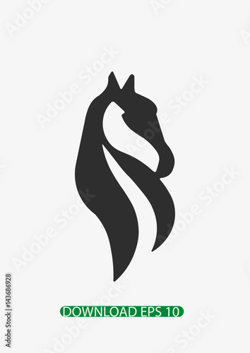 Horse head with long horshair icon, Vector
