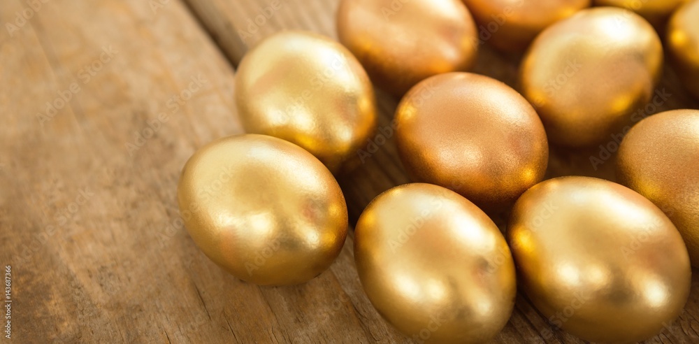 Close-up of golden Easter eggs Close-up of golden Easter eggs