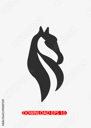 Horse head with long horshair icon, Vector