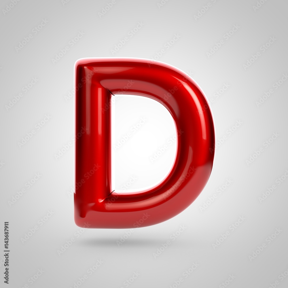 Metallic paint red letter D uppercase Metallic paint red letter D uppercase