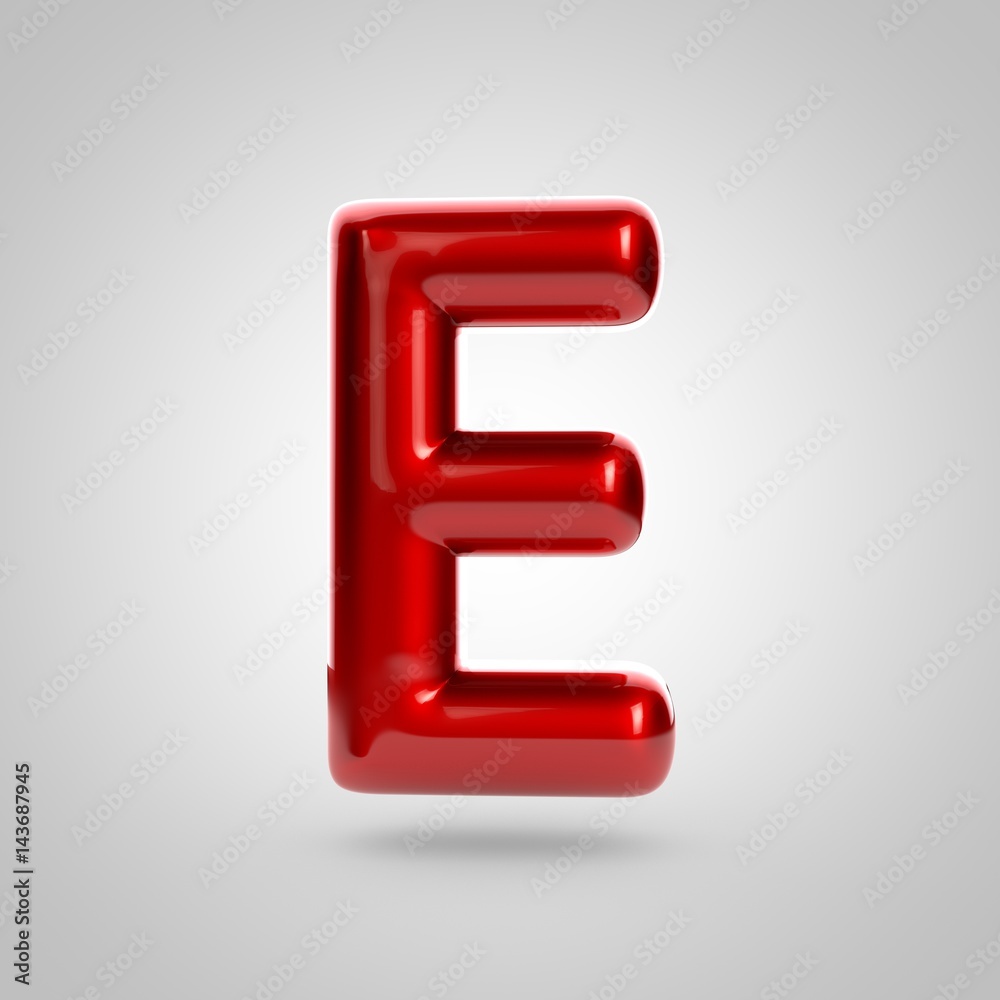 Metallic paint red letter E uppercase Metallic paint red letter E uppercase
