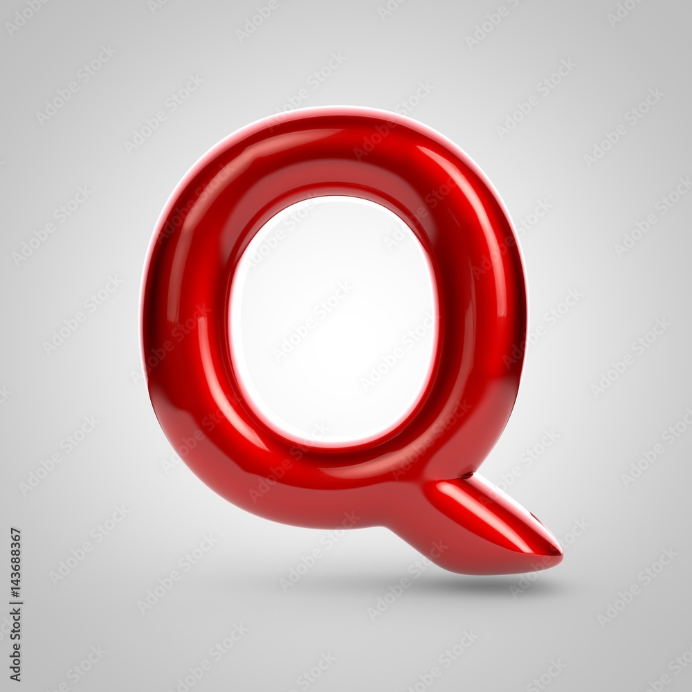 Metallic paint red letter Q uppercase Metallic paint red letter Q uppercase