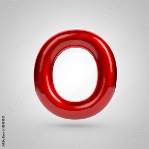Metallic paint red letter O uppercase