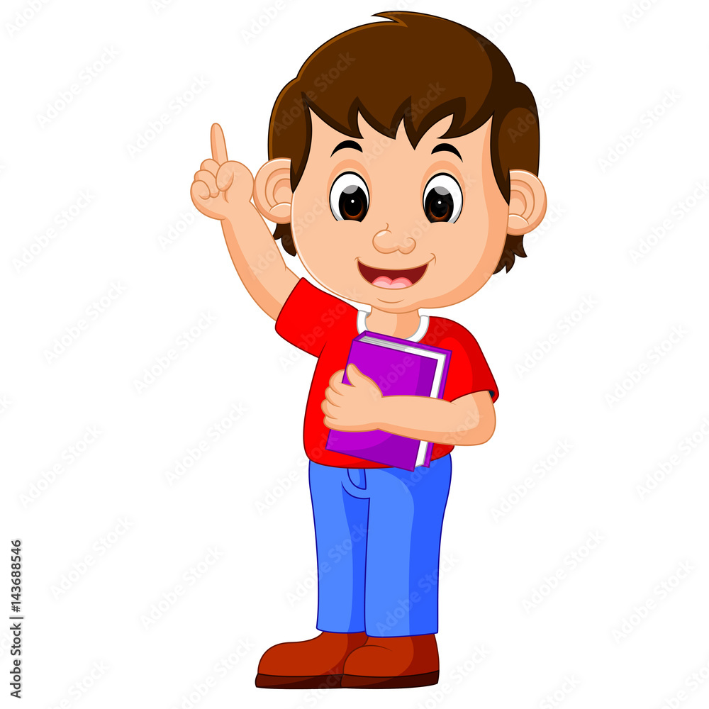 kids boy carrying book cartoon