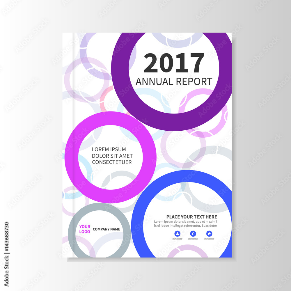 2017 flat annual report cover, business template.