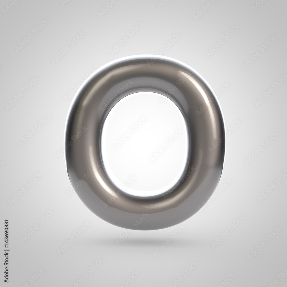 Metallic paint silver letter O uppercase Metallic paint silver letter O uppercase