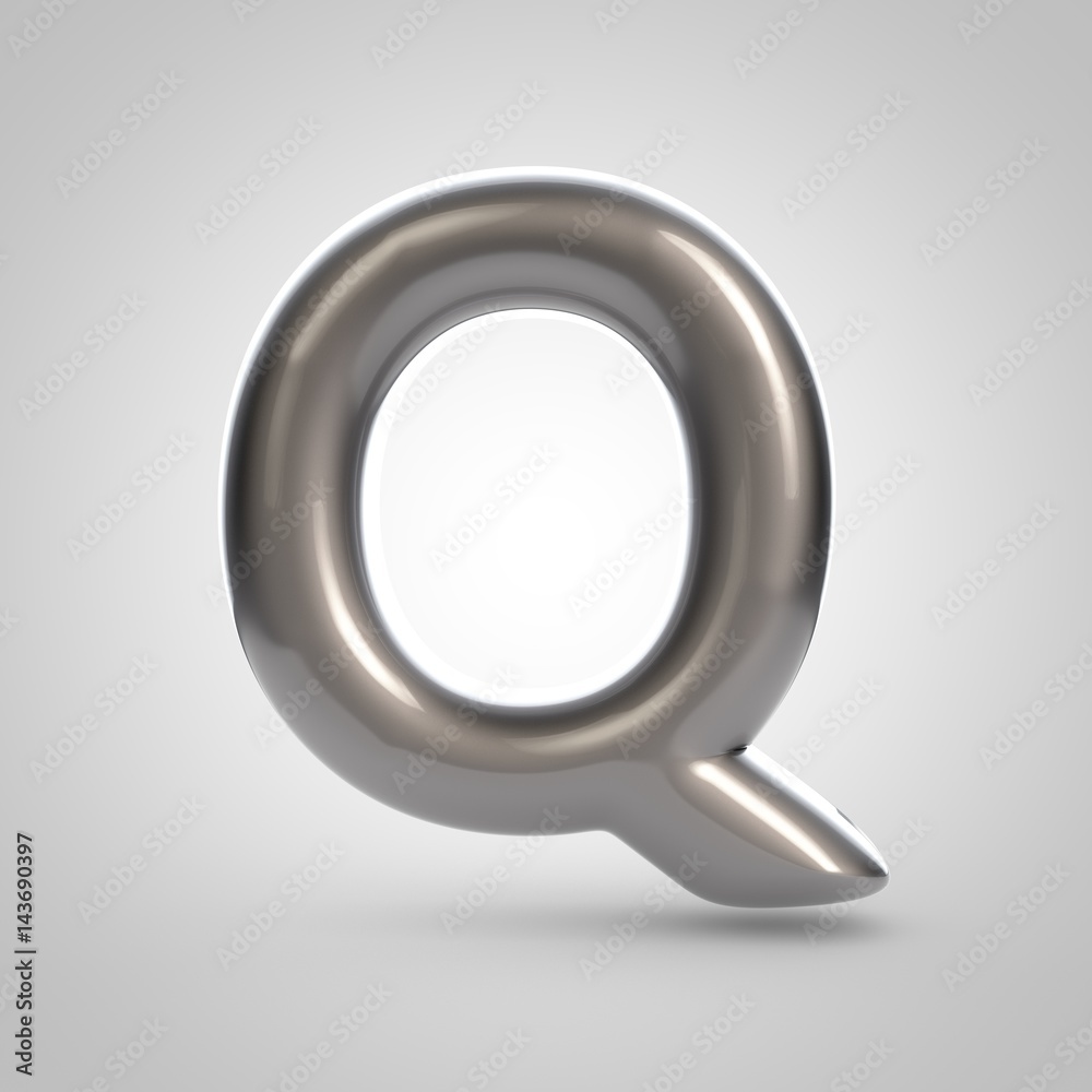 Metallic paint silver letter Q uppercase Metallic paint silver letter Q uppercase
