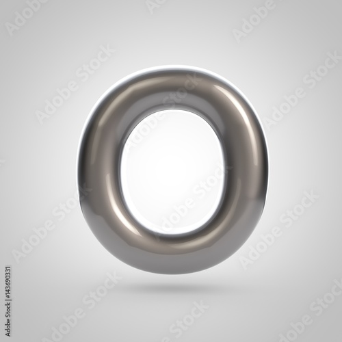 Metallic paint silver letter O uppercase
