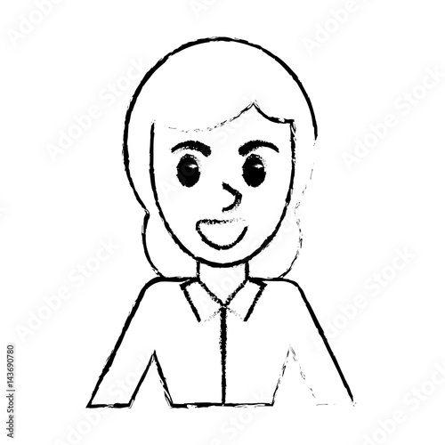 sketch woman portrait smling vector illustration eps 10