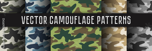 Vector seamless camouflage patterns. photo