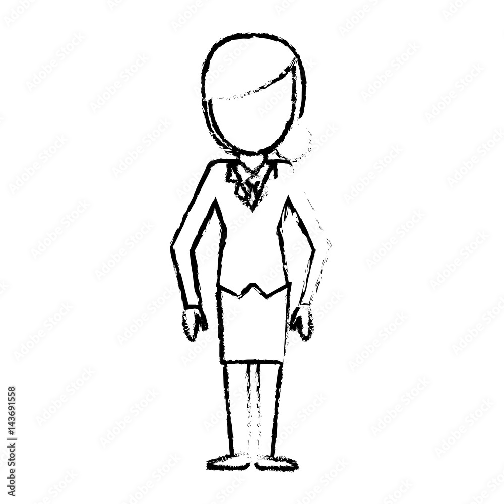 sketch female girl faceless image vector illustration eps 10