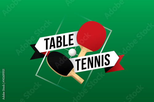Table tennis design with green table.