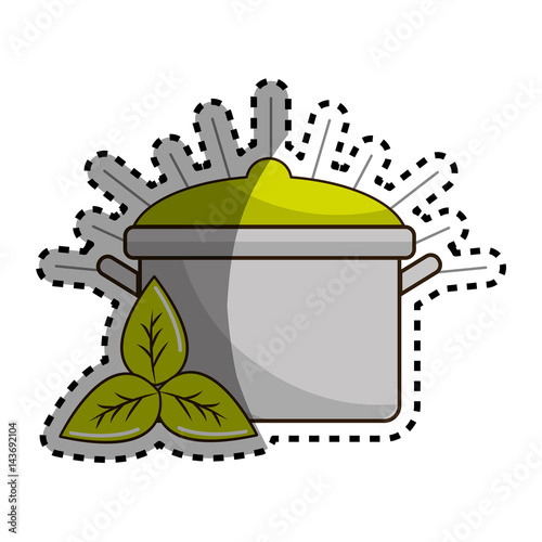 sticker organ food with pot kitchen and leaves