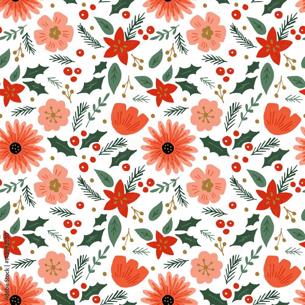 Wrapping Paper Design Vector Design Images, Flowers Seamless