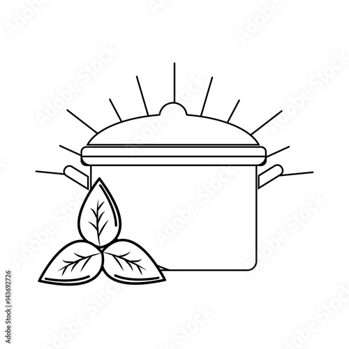 silhouette organ food with pot kitchen and leaves
