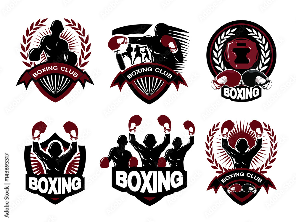 Illustration of boxing logo set Stock Vector | Adobe Stock