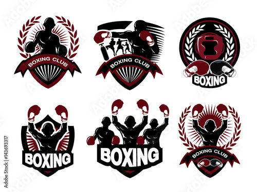 Illustration of boxing logo set