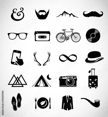 Hipser icon set vector