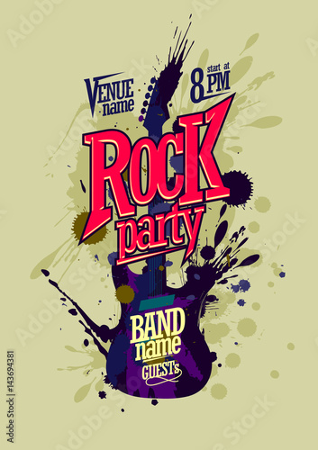 Rock party poster vector design