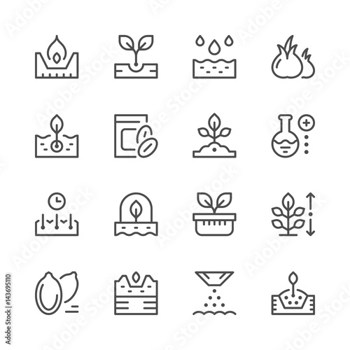 Set line icons of seed and seedling