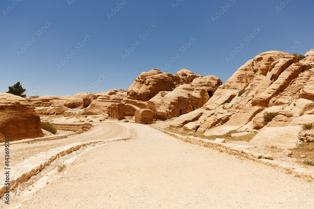 Stone road among the rocks in Petra, Jordan Stone road among the rocks in Petra, Jordan