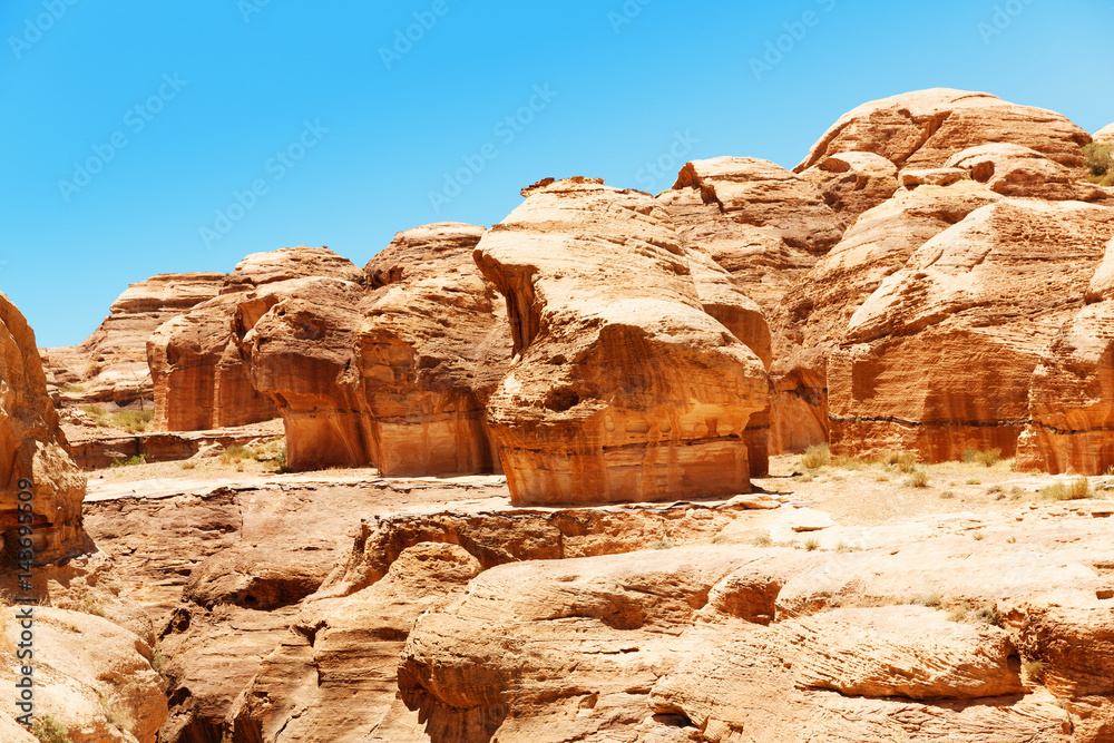 Stones among the rocks in Petra, Jordan