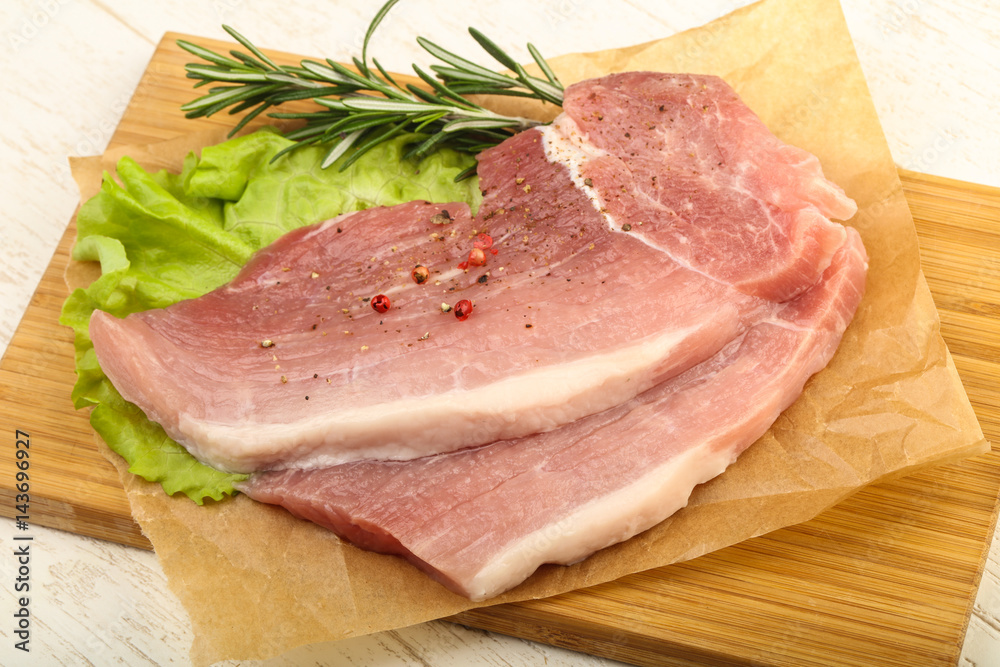 Raw pork steak