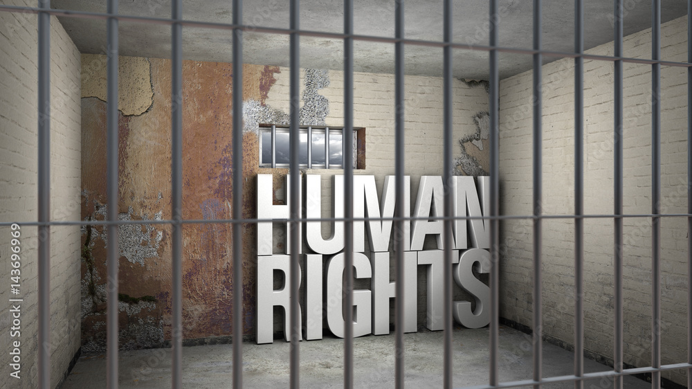Εκτύπωση καμβά human rights behind bars - symbolic 3D rendering concerning totalitarian systems