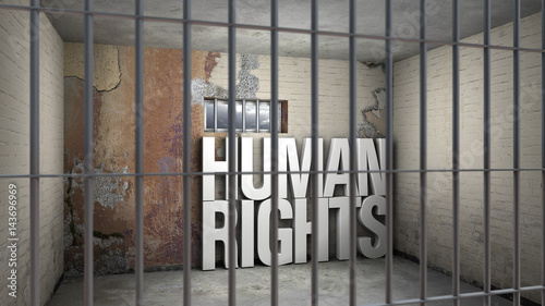 human rights behind bars - symbolic 3D rendering concerning totalitarian systems photo
