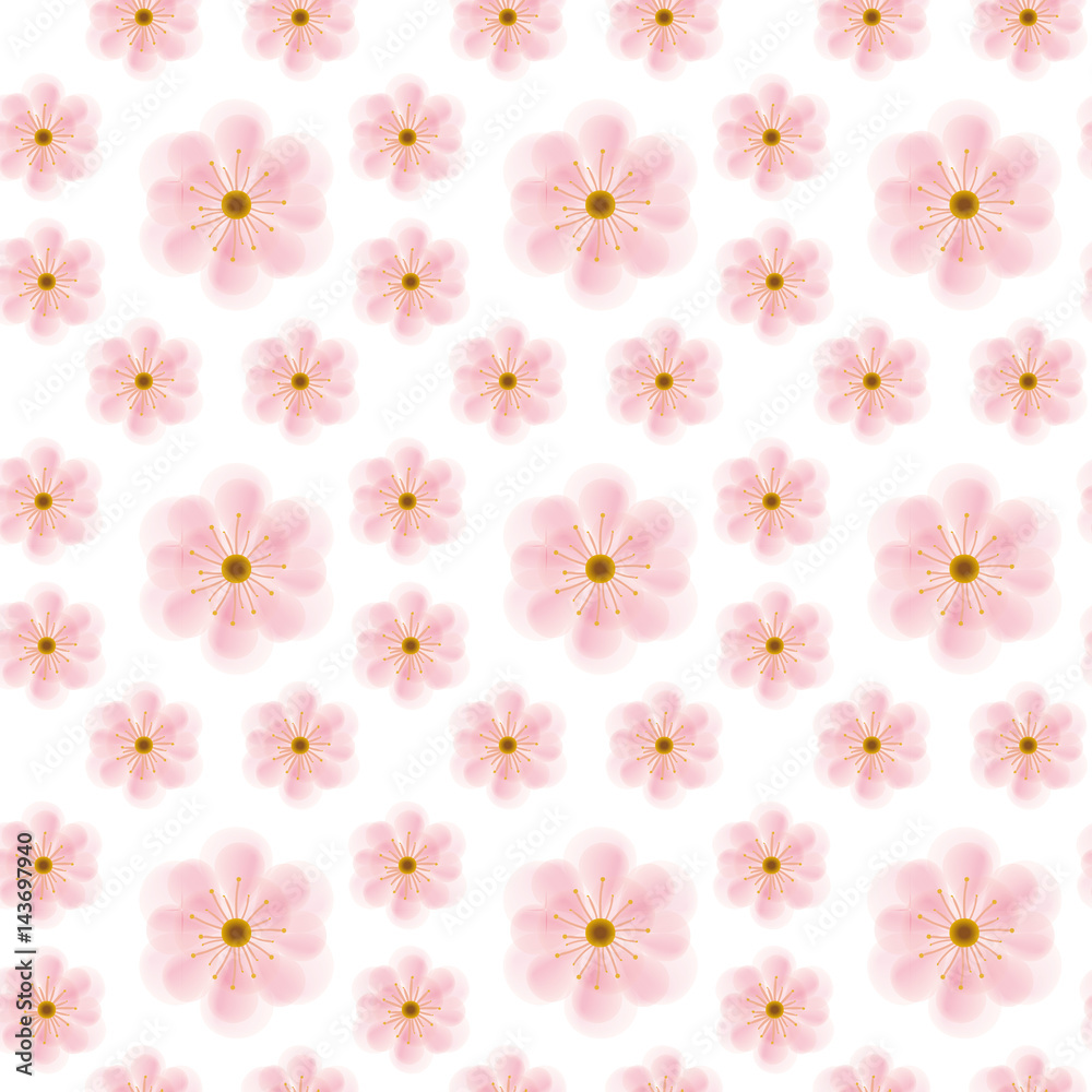 Vector pink blooming branch leaves summer seamless background pattern. Great for elegant fabric textures, postcards, wedding invitations, wallpapers. Vector pink blooming branch leaves summer seamless background pattern. Great for elegant fabric textures, postcards, wedding invitations, wallpapers.