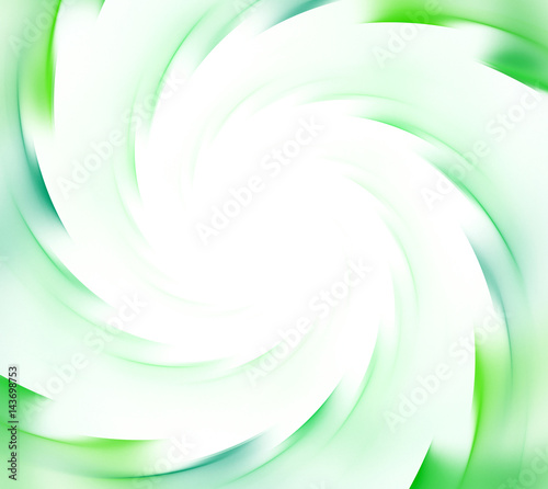 White and green abstract ecology background. Spiral rays of sunflare. Natural green energy explosion texture. Fractal pattern.
