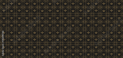 Art Deco, seamless pattern. Vector seamless texture. Dark background in classic style, repeated pattern