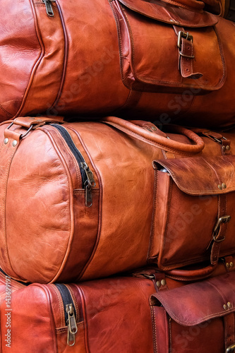 Brown leather bags